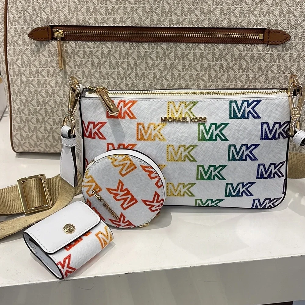 MICHAEL KORS Jet Set Logo Crossbody Bag with Case for Apple AirPods Pro NWT